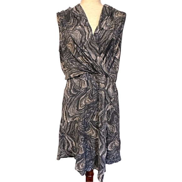 Peruvian‎ Connection Venice Wrap Dress Large blue gray swirl sleeveless - Picture 1 of 9